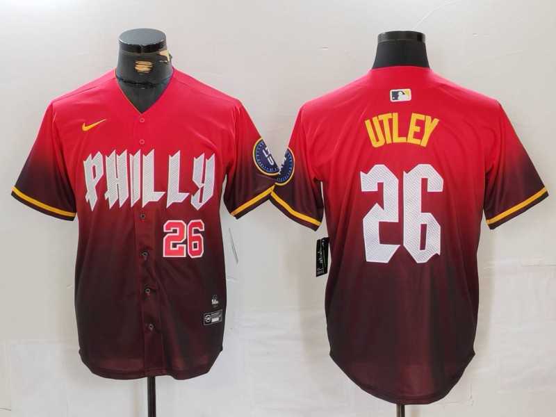 Men%27s Philadelphia Phillies #26 Chase Utley Red 2024 City Connect Limited Stitched Jerseys->philadelphia phillies->MLB Jersey